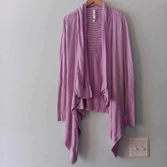 lululemon athletica Sweaters - Lululemon Lavender Wrap-Front Knit Sweater Size 8